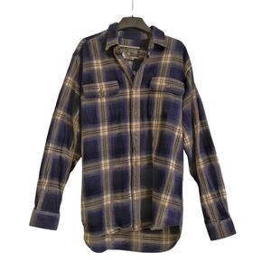 NW0T Field & Stream Flannel Plaid Button Down Shirt Large TALL Cabincore Outdoor